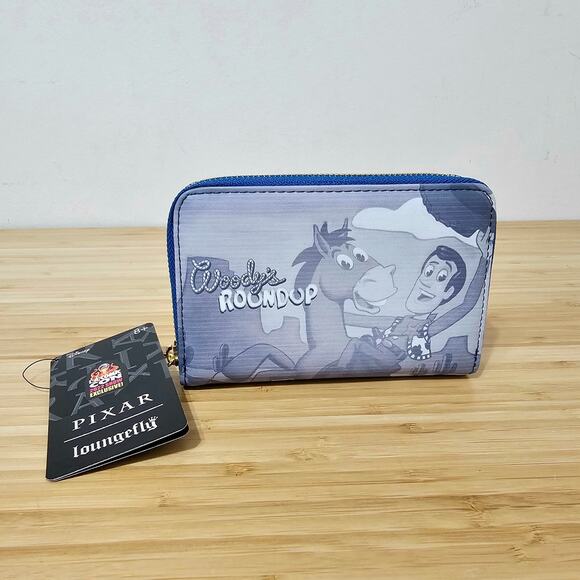 Loungefly Disney Toy Story Woody’s Roundup Zip Around Blue Wallet New - Picture 1 of 4